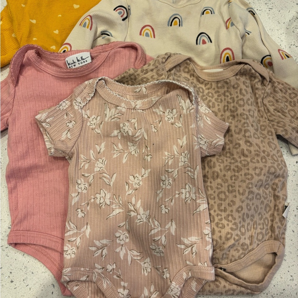 Old Navy Pink Floral and Leopard Print Bodysuit Set